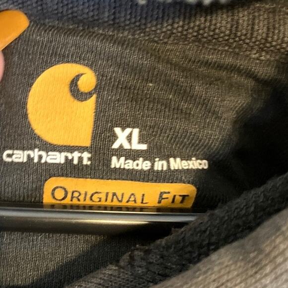 Carhartt Mens Sweatshirt Black Original Fit Hooded Long Sleeve XLarge - Picture 6 of 15